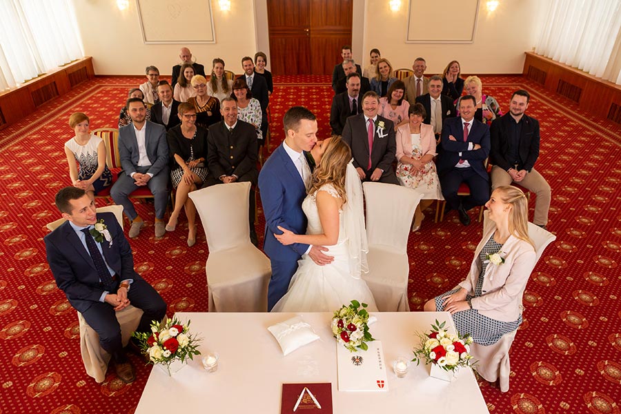 Foto des Konferenzsaals des Restaurant Stefanie in Wien während einer Hochzeit